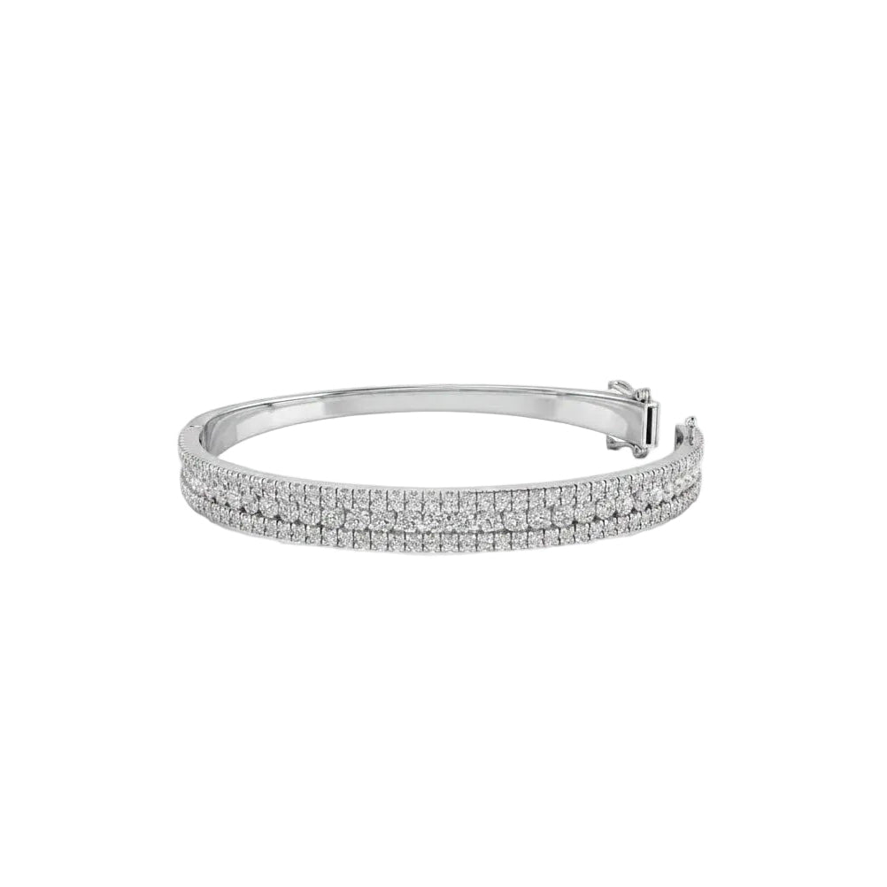 White Gold Pave set Diamond bangle in a white background