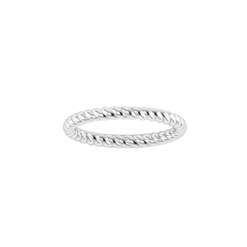 A polished silver-toned Platinum twisted rope plain ring on a clean white background.