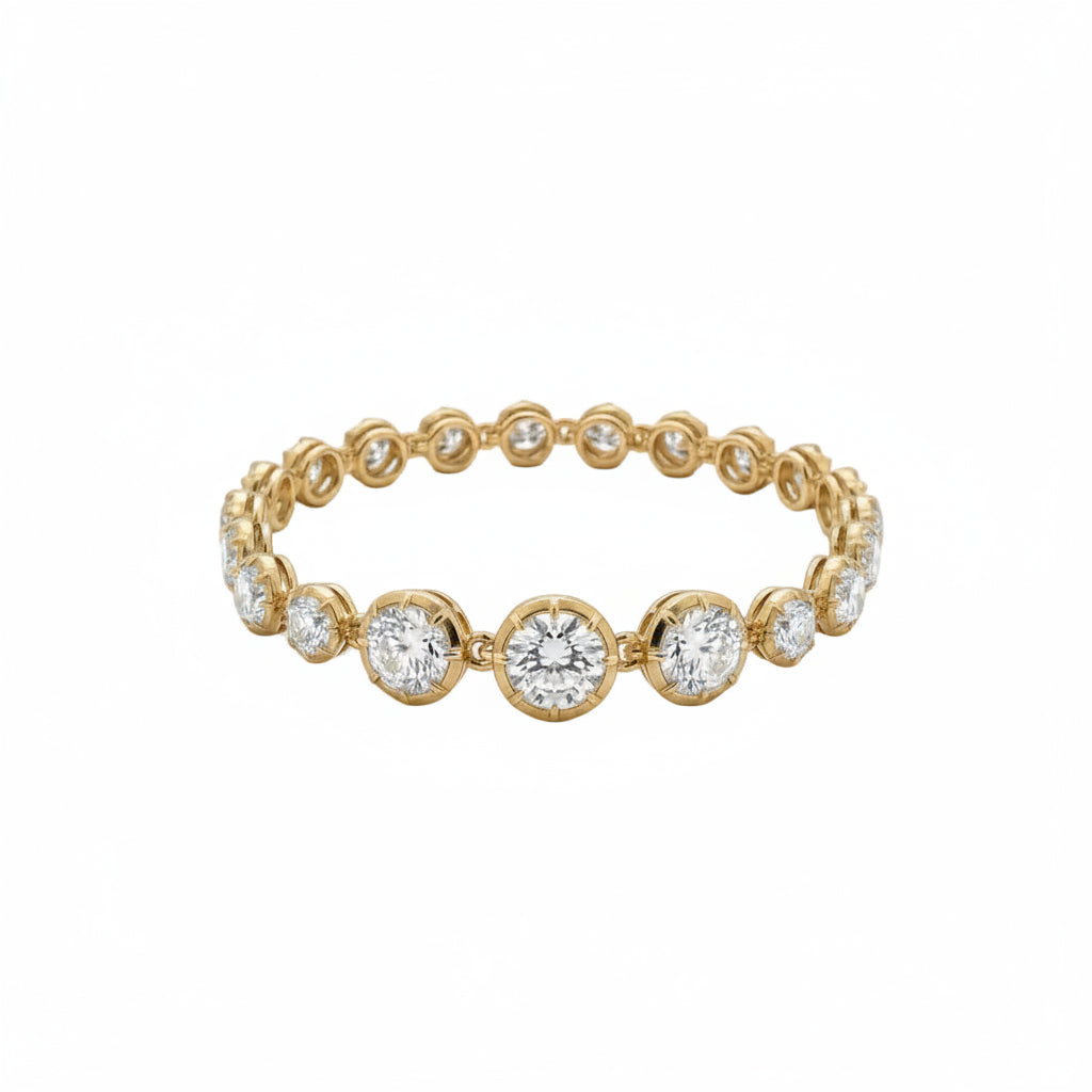 Yellow Gold Bezel Set Round diamond bracelet