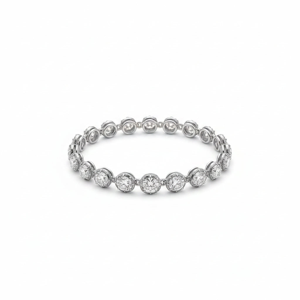 White Gold Bezel Set Round diamond bracelet