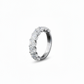 A white gold Asscher Diamond Prong set 1/2 eternity ring featuring a continuous row of asscher cut lab grown diamonds, shown on a clean white background.