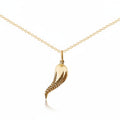 A gold pendant necklace featuring a stylized Horn with a textured, honeycomb-patterned lower section and a smooth, polished upper section, suspended from a delicate gold chain against a white background.