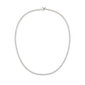 White gold Tennis Necklace agains the plain white background.