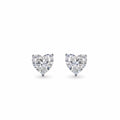 2ct Heart-Cut Lab-Grown Diamond Stud Earrings in 14k White Gold on white background.