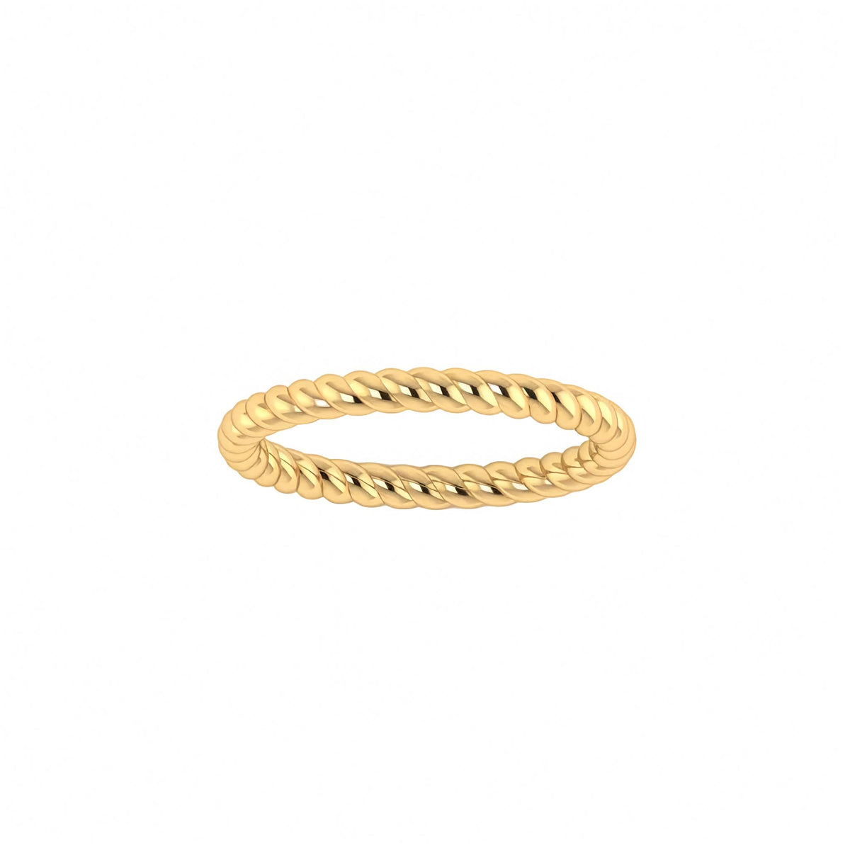 A polished Yellow Gold twisted rope plain ring on a clean white background.