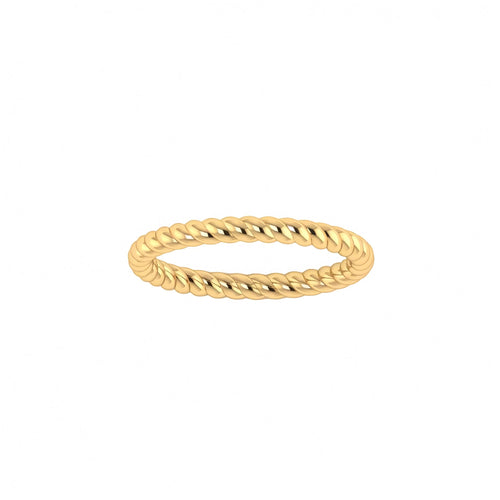 A polished Yellow Gold twisted rope plain ring on a clean white background.
